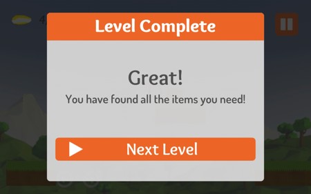 Level completion UI screen.