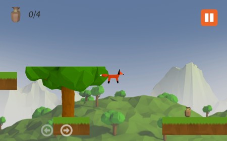 Player fox is jumping to another platform. The tree is 70% completed.