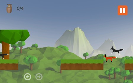 Player fox failing to reach the other platform as an enemy fox flies behind him.