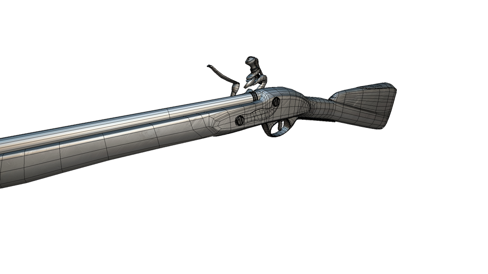 Left side of the musket as a wireframe.