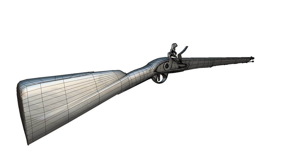 Right side of the musket as a wireframe.