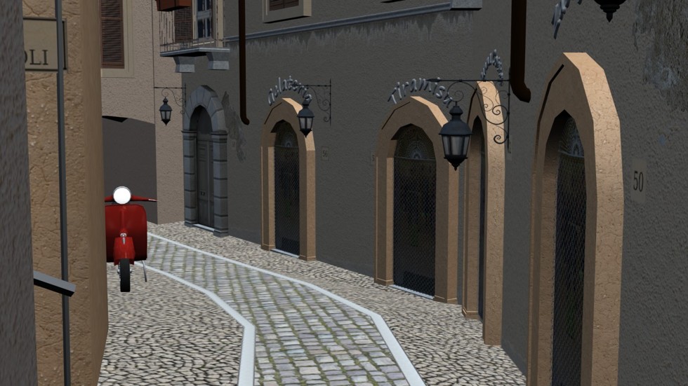 Italian low poly alleyway.